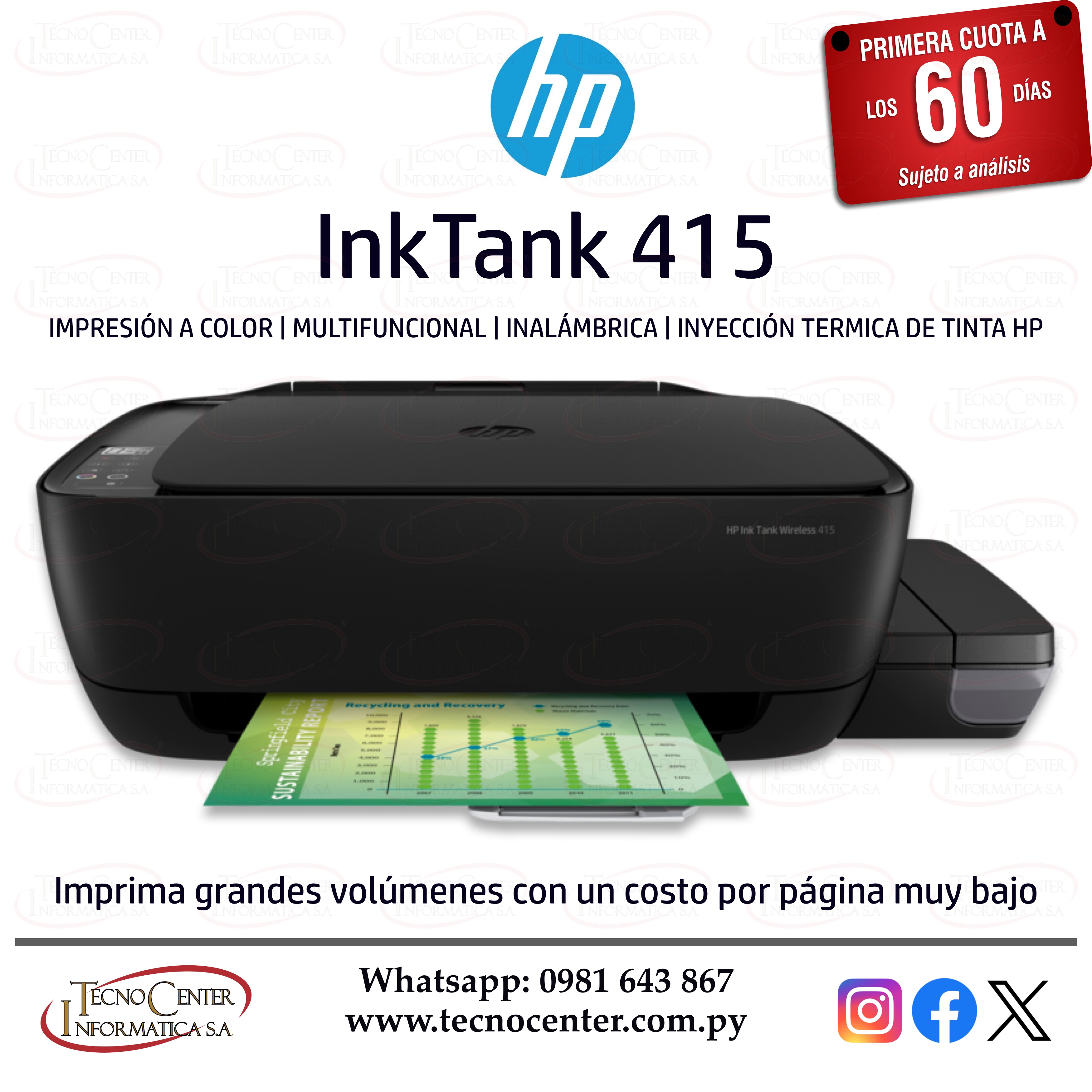 Impresora Multifuncional HP InkTank 415 Wi-Fi